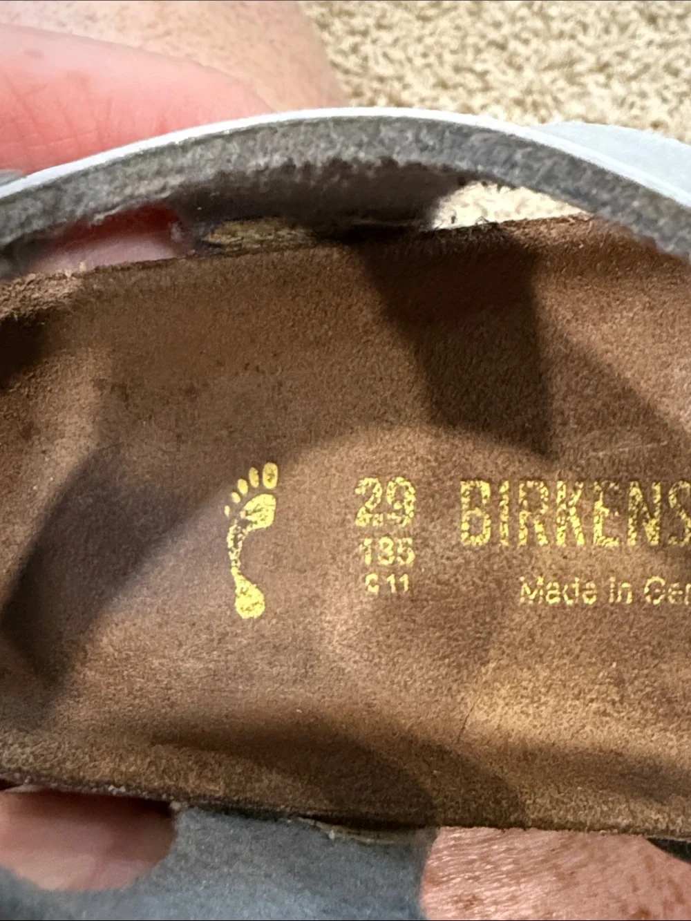 Birkenstock Rio Kids Birko Flor Sandals Silver Size 29 / 11 or 11.5